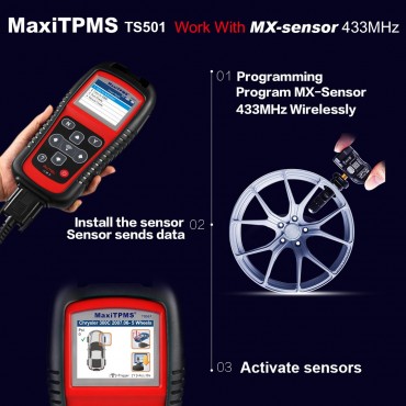 Autel MaxiTPMS TS501 OBD2 Activation Tire Pressure Monitor System Diagnostic Tool TPMS Sensor Check Kit ECU Program Reset Light 