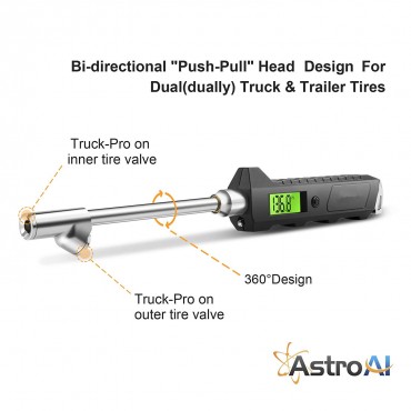 Digital Tire Pressure Gauge 230 PSI RV Heavy Duty Dual Head Stainless Steel Made for Truck Car with Larger Backlit LCD