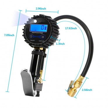 Digital Tire Pressure Gauge 200 PSI Accurate Car Air Tire Inflator with Pressure Gauges for Motorcycle Bike Truck Vehicles