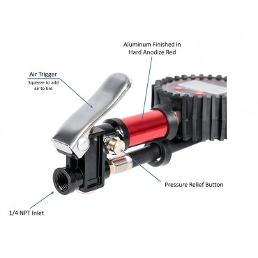 LCD Digital Tire Inflator with Pressure Gauge | 150 PSI (0.1 Res) | Interchangeable Air Chuck | Pneumatic Inflators & Gauges 