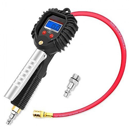 Digital Tire Pressure Gauge, 255 PSI Tire Inflator Air Chuck and Compressor Accessories Heavy Duty