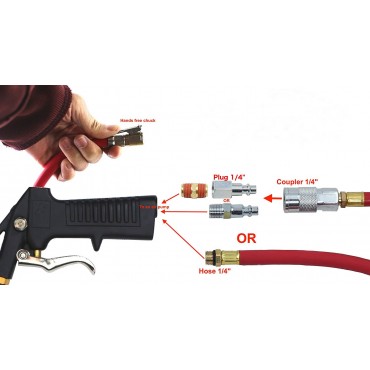  Heavy Duty 120 PSI Tire Inflator Gauge with Hose Quick Connect Plug