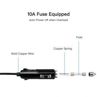 12V DC Portable Electric Auto Air Compressor Pump to 150 PSI, Tire Inflator with Gauge 3 High-air Flow Nozzles Adaptors